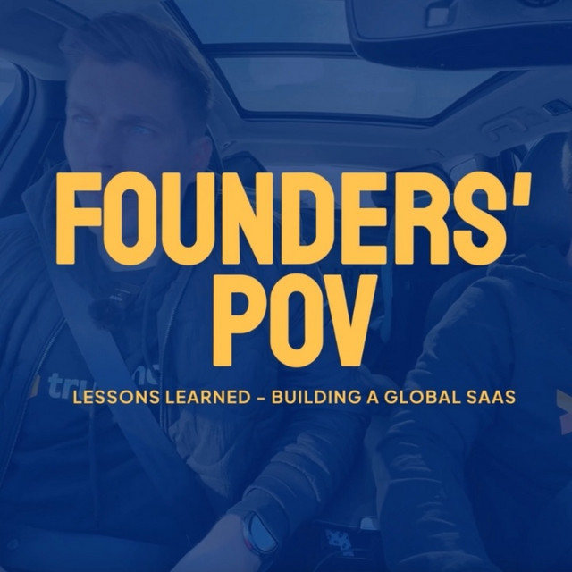 Founders’ POV -podcastin kansi: Johannes ja Valtteri autossa